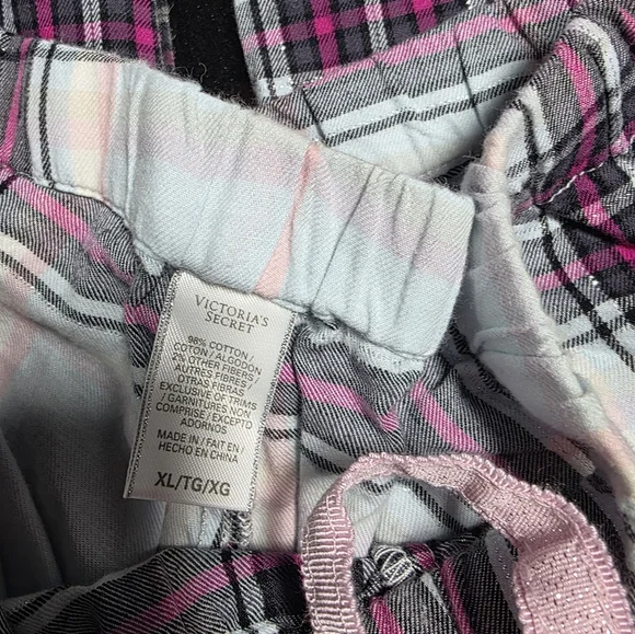 Victoria's Secret Plaid Pajama Set - Pink and Gray - Picture 4 of 5